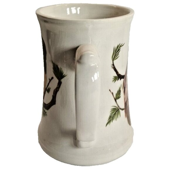 Vintage Owl Porcelain Beer  Stein Mug Trecadie Ceramics Canada - Picture 2 of 8